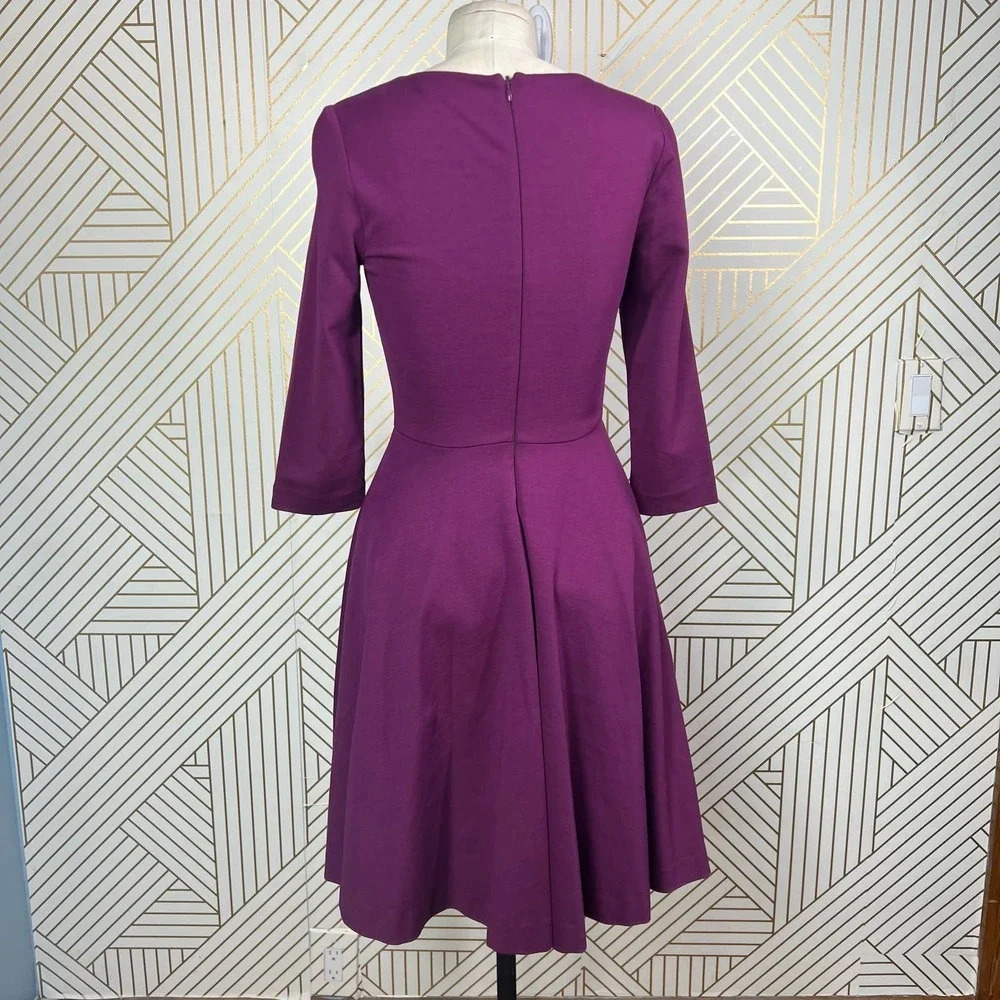 Boden Irene Fit & Flare 3/4 Sleeve Cotton Dress in Purple Size US 2R - Picture 8 of 12